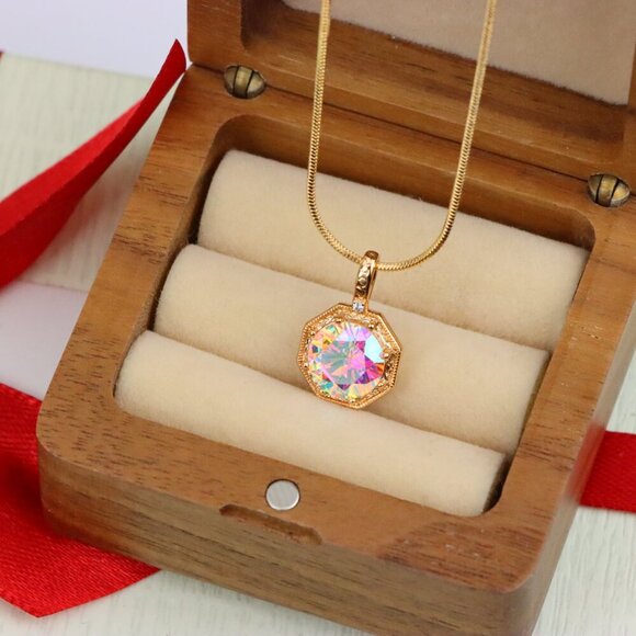 "Gold-Plated Iridescent Pendant – Radiant Glow, XPPT1392 - Picture 6 of 12